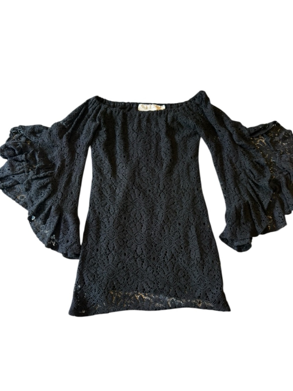Jen’s Pirate Booty Bardot Lace Off Shoulder Mini Dress XS/S Boho Whimsigoth Lace